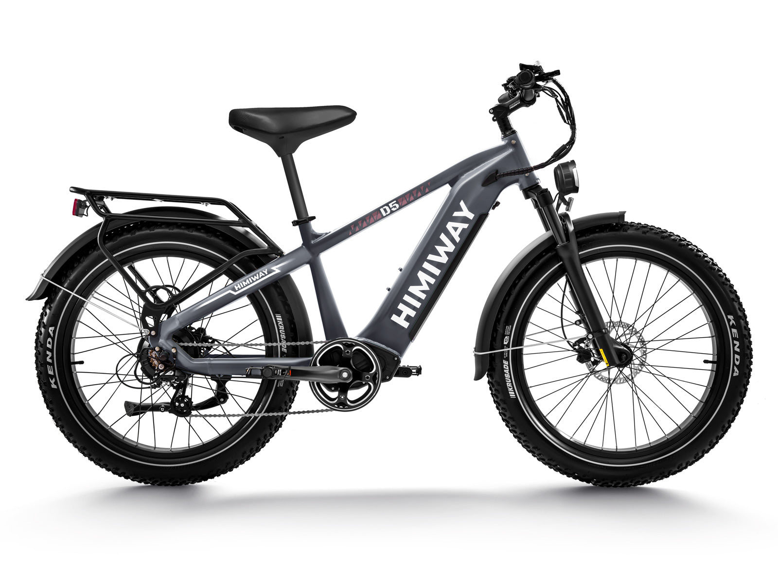 A gray Himiway Zebra electric fat tire bike with hydraulic brakes and a step-through frame.